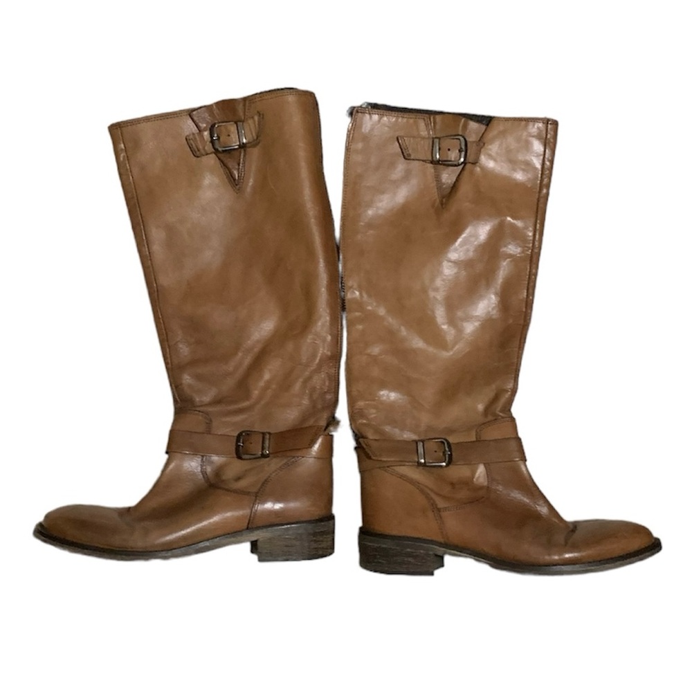 Aldo tall gorgeous leather cognac tan riding boots size 7 back zipper